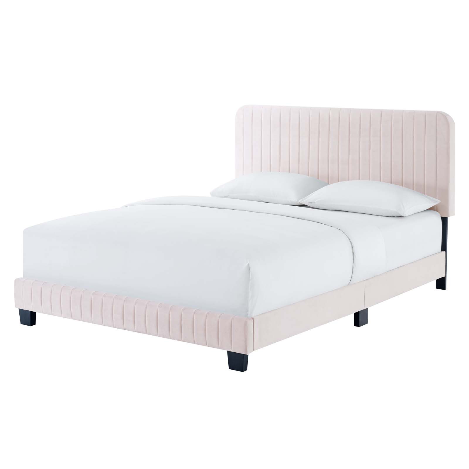 Tufted Platform Bed Frame, King Size, Velvet, Pink, Modern Contemporary Urban Design, Bedroom Master Guest Suite - image 1 of 8