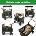 thumbnail image 3 of Vomeast Wagon Stroller for 4 Kids, 3-in-1 Outdoor Baby Stroller Wagon with Canopy, 5-Point Harness, Green, 3 of 10