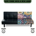 thumbnail image 5 of SCRAWLGOD Bohemian Flower Blue Violet Armless Futon Covers Stretch Sofa Bed Slipcover with Non-Slip Elastic Bottom, Thick Futon Mattress Cover Soft Washable Protector, 5 of 7