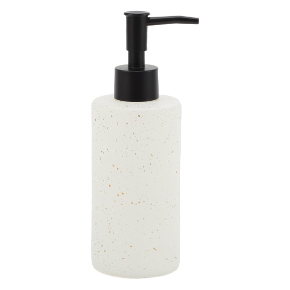 Unique Bargains 1 Pc Classic Cylindrical Soap Pump Dispenser for Hotels 350ml Black White