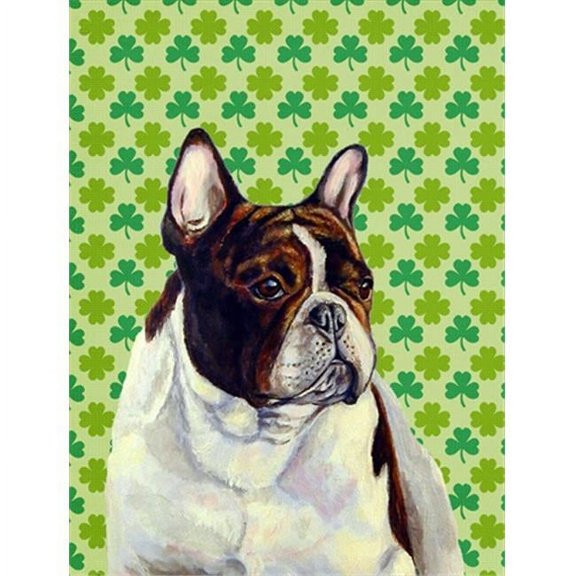 French Bulldog St. Patricks Day Shamrock Portrait Flag - Garden Size