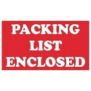 Tape Logic Labels "Packing List Enclosed" 3" x 5" Red/White 500/Roll SCL538