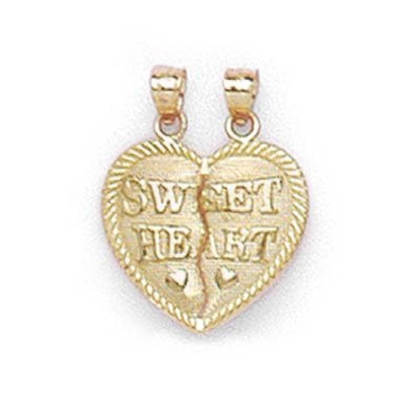 14k Yellow Gold Break-Apart Sweetheart Pendant - 1.7 Grams