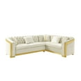 thumbnail image 3 of 106 Inches L-Shaped Chesterfield Sectional Sofa Set with Gold Stainless Steel Accents, Velvet Button Tufted Sofa with 5 Pillows Luxury Couch for Living Room (Beige), 3 of 11