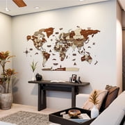Colorfull Worlds Wood World Map Educational for Kids- Mixed XL