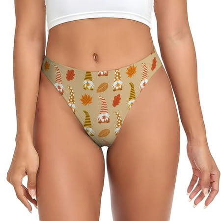 Rateoe Cute Thanksgiving Gnomes Pattern Seamless Women Underwear Thongs No Show Ladies Thong No Line Breathable Comfortable Panties Undies for Women-4X-Large