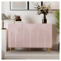 47" Pink Accent Cabinet, Modern Cloud Relief Buffet Sideboard, 3 Door Storage Credenza for Living Room, Entryway, Decorative TV Stand