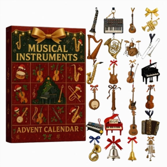 24-Day Musical Instrument Advent Calendar,Music Lover Hanging Ornament Countdown Gift