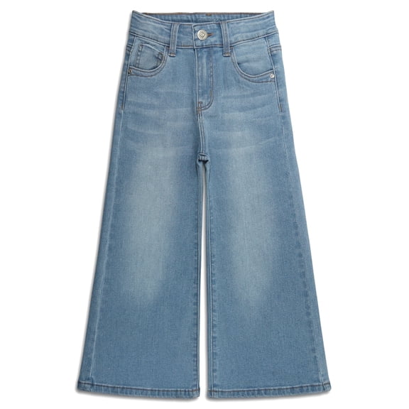 KIDSCOOL SPACE Girls Flare Jeans,Little Big Girl High Stretch Wide Leg Denim Pants,LightBlue,6-7 Years