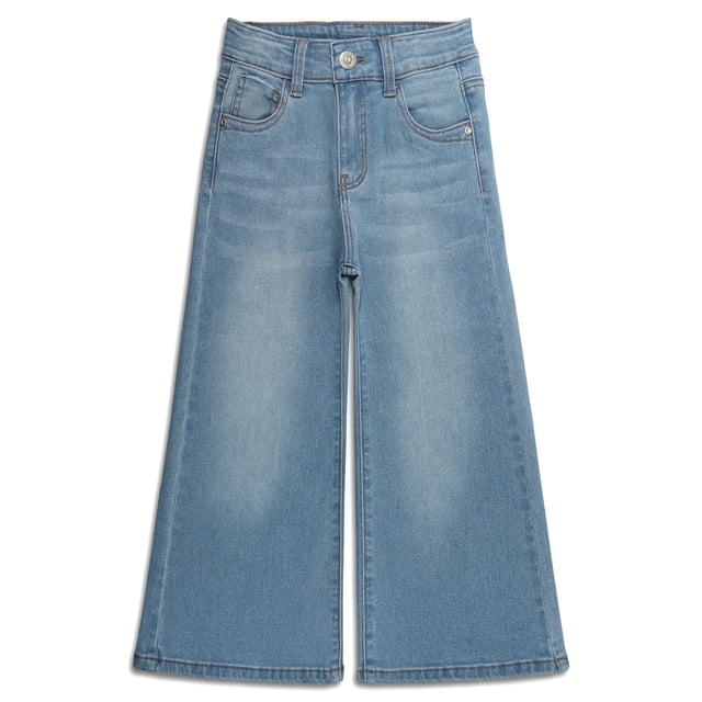 KIDSCOOL SPACE Girls Flare Jeans,Little Big Girl High Stretch Wide Leg Denim Pants,LightBlue,10-11 Years