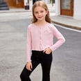 thumbnail image 5 of Ribbed Knit Cropped Cardigan For Girls Button Down Long Sleeve Crop Blouse Casual Lightweight Cute Bow Knot Outerwear Tops, 5 of 6
