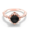 thumbnail image 2 of Gem Stone King 18K Rose Gold Plated Silver Ring Cushion Checkerboard Black Onyx and Moissanite (1.66 Cttw, Size 5), 2 of 4