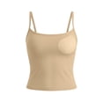thumbnail image 7 of Camisole Tank Tops with Built Bra for Women Slim Fitted Sleeveless Tanks Soft Stretchy Yoga Casual Base Tees (2XL, Khaki), 7 of 7