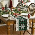 thumbnail image 2 of Green Buffalo Plaid Snowflakes Christmas Table Runner, Seasonal Winter Kitchen Dining Table Decoration for Home Party Decor 13x72 Inch, 2 of 4