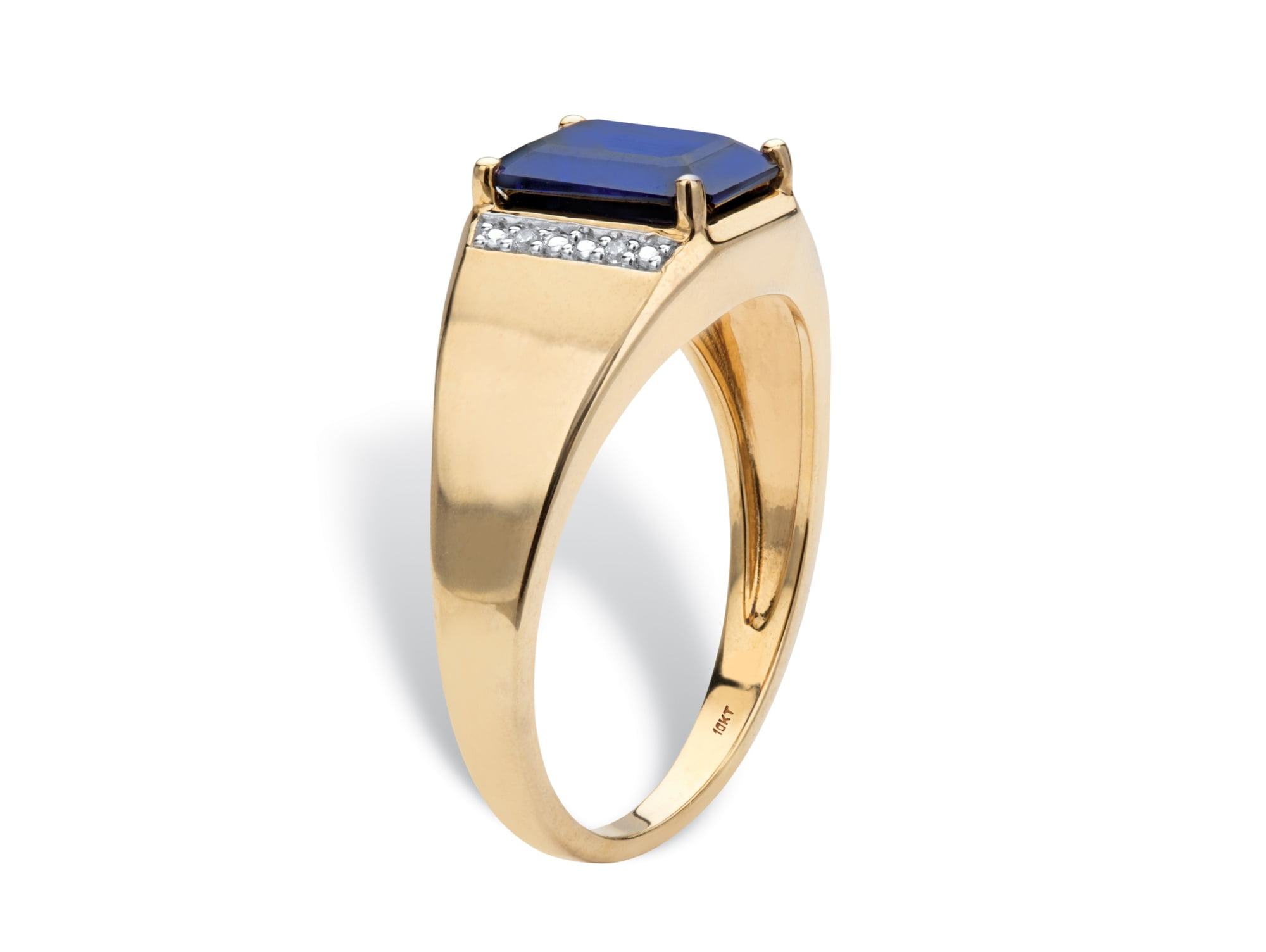 Men's 2.20 TCW Square-Cut Created Sapphire 18k Gold over Sterling Silver Ring 