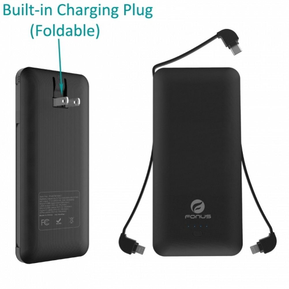 Backup Battery Charger 10000mAh Power Bank Portable USB Port Built-in Adapters AC Plug N6J for LG G Pad 8.3 8.0 7.0 10.1, Stylo 5 4 Plus 3 2 Plus, Prime 2, Aristo 4 Plus, K8 Plus (2018)