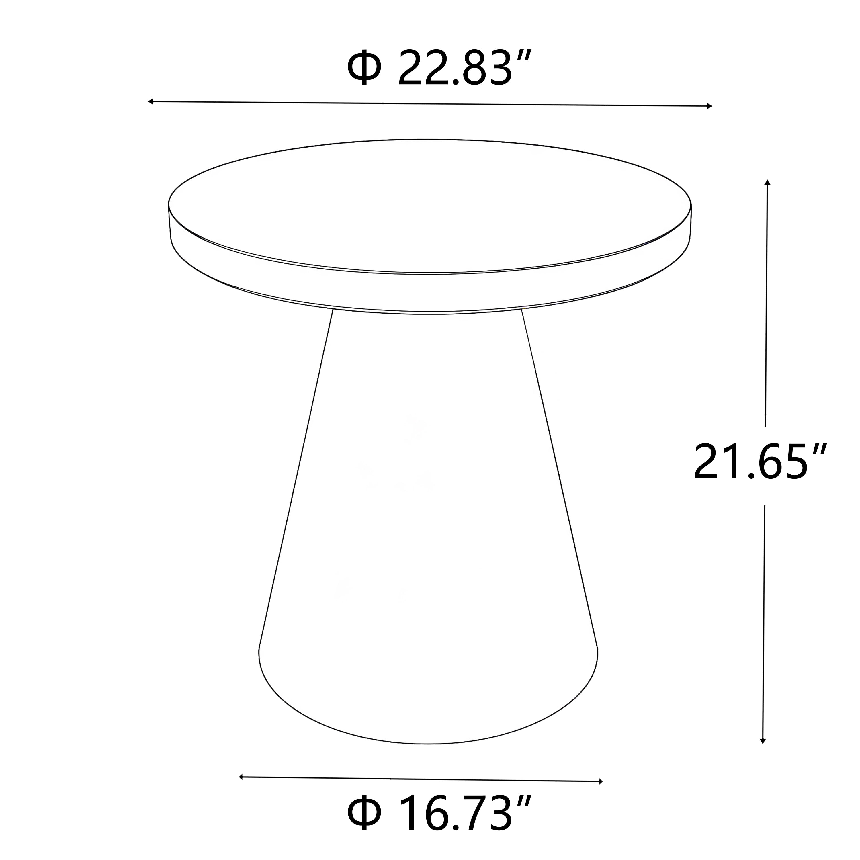 Round MGO Side Table – Durable Construction, Tapered Base, Cloud Ceramic White