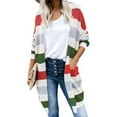 thumbnail image 3 of CEHVOM Women's Print Striped Patchwork Cardigans Open Front Long Sleeve Coat Clearance, 3 of 4