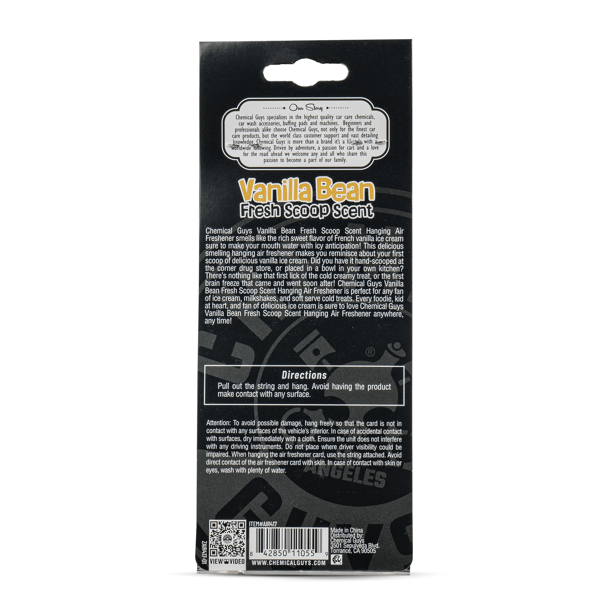 (3 pack) Chemical Guys Hanging Vanilla Bean Fresh Scoop Scent Air Freshener