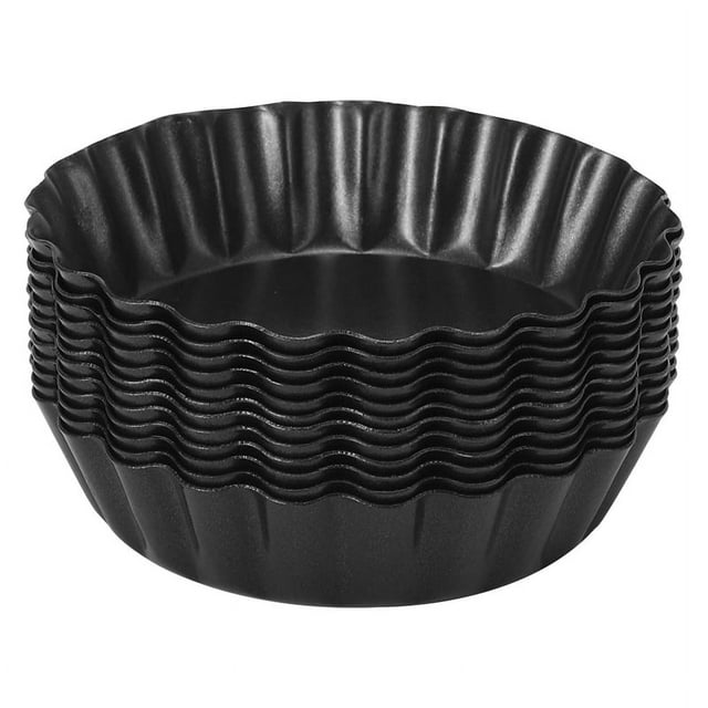 12 moldes para tartaletas de huevo, moldes para mini tartaletas de 3 pulgadas con fondo extraíble, molde para magdalenas, pasteles y muffins, herramienta para hornear