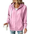 thumbnail image 2 of Resicozy Womens Zip Up Hoodies 2026 Fall Winter Casual Sweatshirts Zipper Oversized Lightweight Cute Jackets with Pockets Pink S, 2 of 6