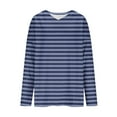 thumbnail image 6 of Sexlip Casual Loose V-neck Long Sleeve Top Striped Printed Comfortable Versatile Daily Wear Chic Top for Women Fashion Apparel Blue S, 6 of 6