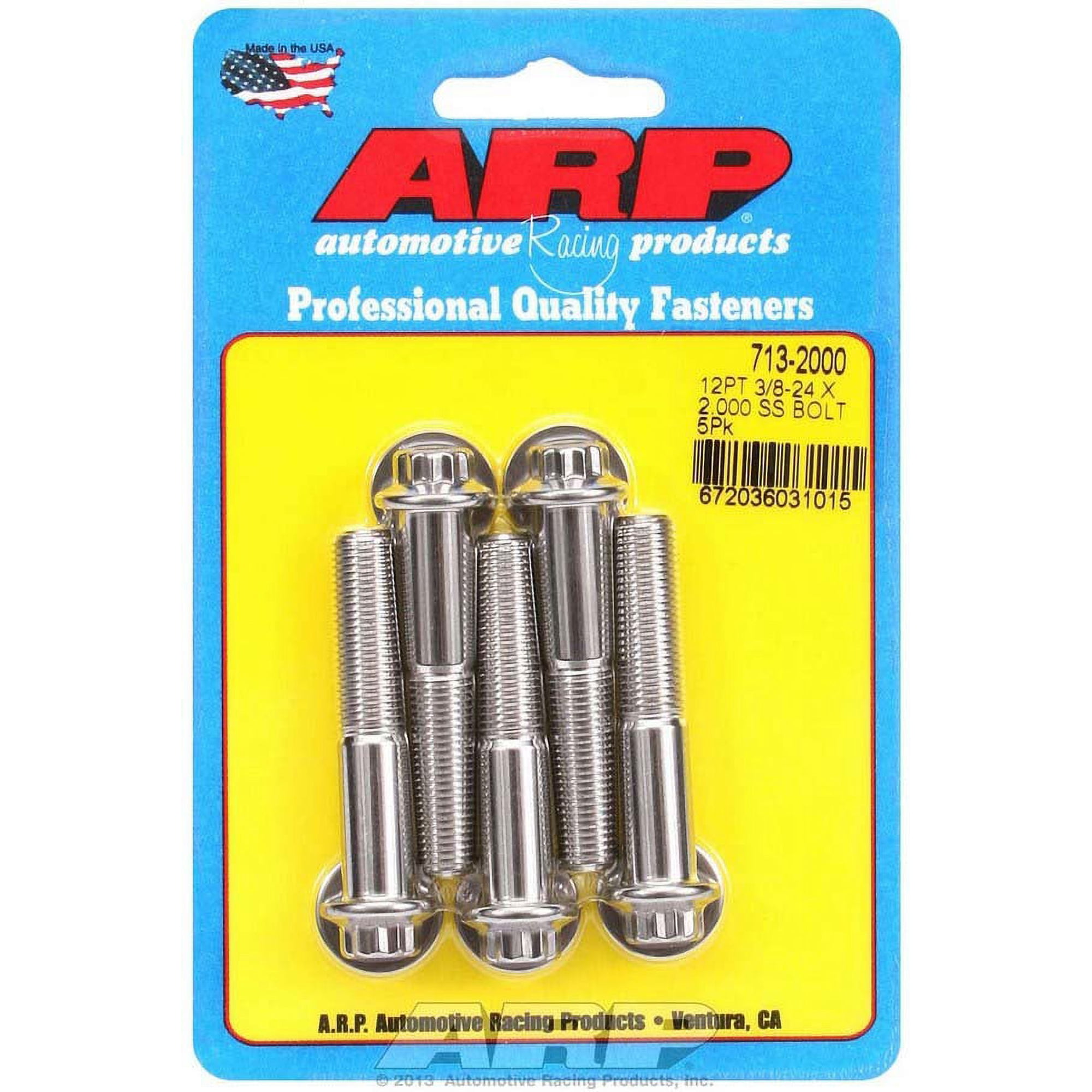 ARP 713-2000 Stainless Steel 3/8-24 Fine RH Thread 2.000 UHL 12-Point Bolt with 3/8 Socket and Washer (Set of 5)