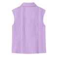 thumbnail image 6 of SSZMDLB Women Plus Size Collared Sleeveless Button Down Eyelet Blouse Casual Basic Solid Tshirt Top Summer Travel Outfits Work Shirt, Purple XL, 6 of 6