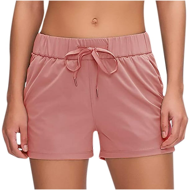 Shorts for Women Fashion Solid Color Elastic Waist Bandage Pocket Short  Pants Ladies Casual Summer Lounge Shorts