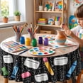 thumbnail image 3 of Lypsnake Back to School Round Table Skirt, Composition Book Crayon Pencil Eraser Print Table Cloth, Classroom Play Table Skirting for Preschool Kindergarten Decor, 3 of 6