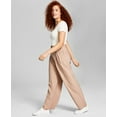 thumbnail image 3 of Now This Womens High Rise Wide Leg Textured Trouser Pants Cream M, 3 of 3