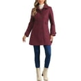 thumbnail image 2 of Abrigo largo clásico de invierno de una sola botonadura para mujer INSPIRE CHIC con bolsillos M Burdeos, 2 of 6