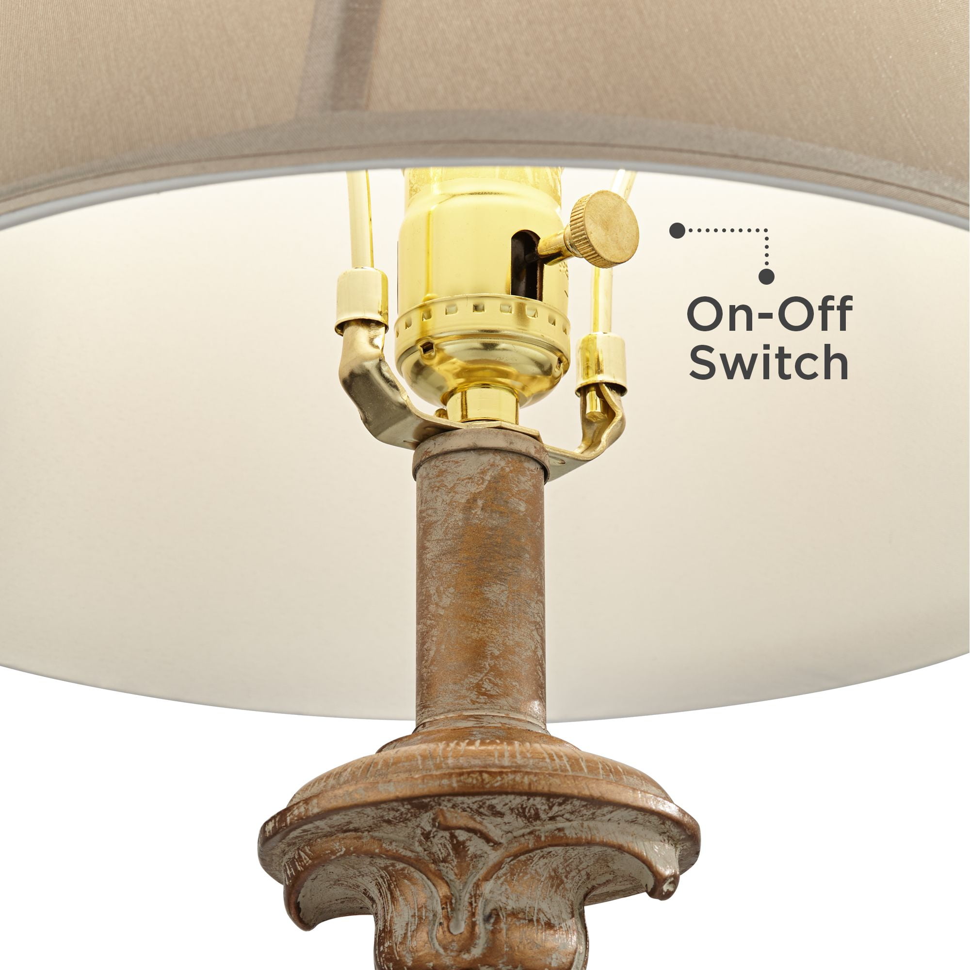 Regency Hill Elize Traditional Table Lamps 26 1/2" High Set of 2 Whitewashed Candlestick Beige Bell Shade for Bedroom Living Room Nightstand Office