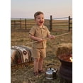 thumbnail image 6 of BemeyourBBs Toddler Baby Boy Summer Clothes 2 Pieces Outfits Textured Short Sleeve Button Down UP Collar Shirts Pockets Shorts Set, 6 of 8
