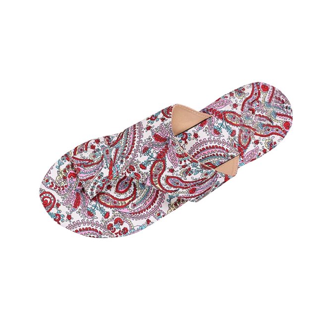 VEKDONE Sandales Compensées pour Femmes Mode Décontractée Imprimée Bout Printemps et Été Nouveau Style Romain Sandales Plates