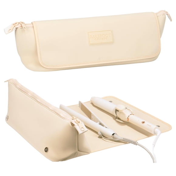 Hair Tools, bolsa de viaje y alfombrilla resistente al calor, diseño de caribú descalzo