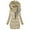 Beige, variant on Women's Mid-Length Hooded Cotton Jacket, Fleece Lined Thickened Winter Coat with Full Zip, Warm Quilted Outerwear, Knee-Length Puffer Style Parka for Women, Comfortable Casual Long Coat Beige L