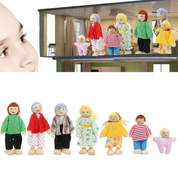 Figuras De Muñecos Familiares De Pino, Juego De Juguetes Para Personas En Miniatura, Estimulación De La Creatividad De Los Niños, Accesorio Educate Para Casa De