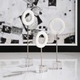 thumbnail image 4 of MY SWANKY HOME Luxe White Marble Ring Sculpture Set 3 Square Circle Silver Geometric MidCentury, 4 of 4