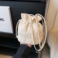 thumbnail image 4 of Bolso Tipo Cubo Alta Gama Con Cordón Plisado Y Nicho Bolso Mujer Con Temperamento Un Hombro 911 (blanco) Blanco, 4 of 9