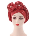 thumbnail image 2 of Travelwant African Turban Cap Flower Pattern Headwrap Elastic Knot Pre-Tied Bonnet Beanie Hat for Women, 2 of 7