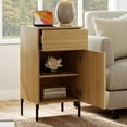 thumbnail image 6 of Modern Minimalist Nightstand Set of 2 with Built-In Outlets, Reed Pattern Design, 6 of 10