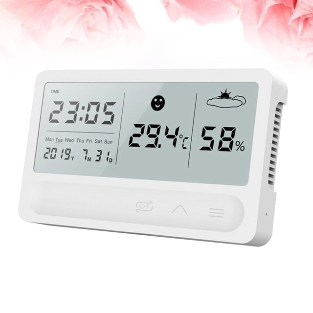 HINTRMENT 1Pc Digital Temperature and Humidity Meter for Living Room Bedroom with Clock Display