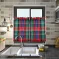 thumbnail image 4 of Yayeee Kitchen Curtains Tier Pair Light Filtering 27"x24" Rod Pocket Short Cafe Window Panel, Red Green Pattern, 4 of 7