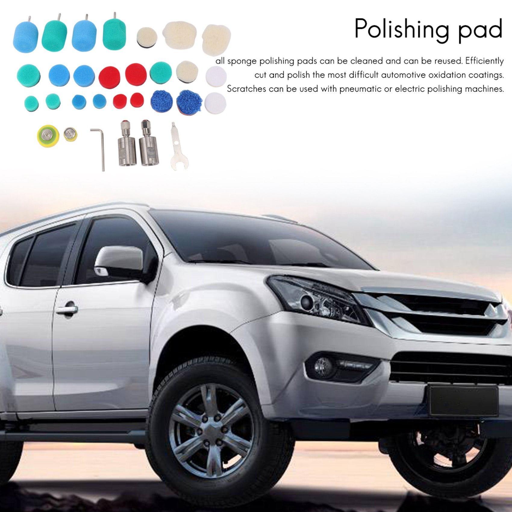 Mini Detail Polisher Shaft, Car Foam Drill Polishing Pad Kit with 5/8Inch&M14 Thread, for Tool/Polishing Machine
