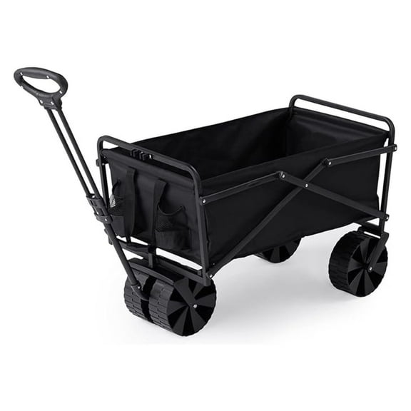 Beach Wagon, SUW-406-BLACK Folding Utility Wagon - Heavy Duty Collapsible Cart for Beach, Camping, Outdoor Activities, 150lbs Capacity