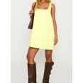 thumbnail image 7 of Yellow Loose Mini Dress With Lace Trim Square Neck Sleeveless Casual Summer Dress For Beach Club Streetwear, 7 of 7