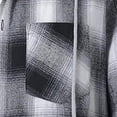 thumbnail image 5 of Fleece Plaid Jacket Dqueduo Men's Checkered Flannel Hooded Drawstring Long Sleeve Button Front Chest Pocket Casual Shirt Jacket, Unisex Black XL, 5 of 5