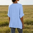 thumbnail image 4 of Diufon Linen Shirts for Women Dolman Short Sleeve Button Notch-Neck Pullover Casual Loose Crinkle Gauze Blouses, 4 of 9