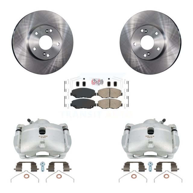 Transit Auto Front Disc Brake Caliper Rotors and Ceramic Pads Kit for Car 2003-2011 Honda Element KC8-100050N